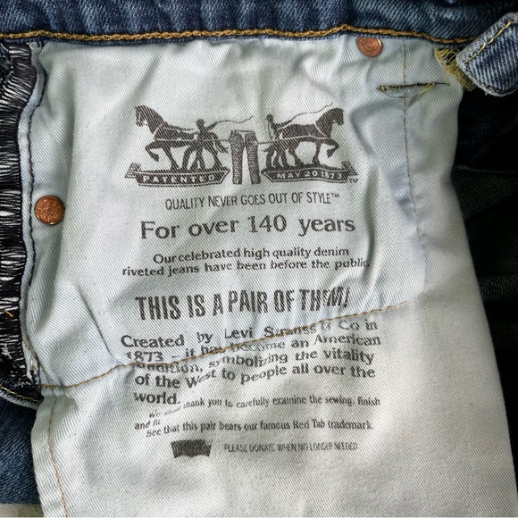 Levis 505 Jeans Mens 30x30 Blue Denim Cotton Classic Zip Fly Sun Patch On Knee - Picture 8 of 16